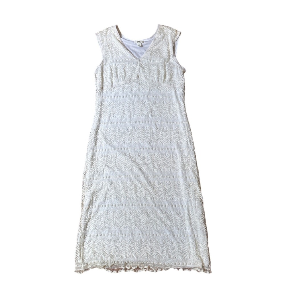 Cato Lace Dress Womens White V-Neck Sleeveless Sheath‎ Boho SIZE 16